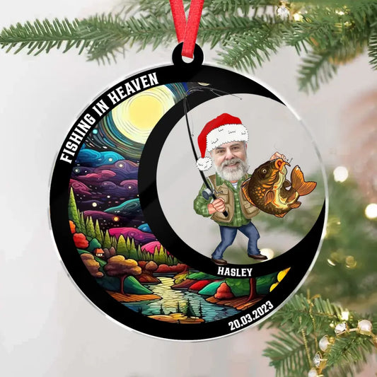 Personalized Fishing In Heaven Acrylic Ornament - Upload Photo - Memorial Gift Idea For Family Member