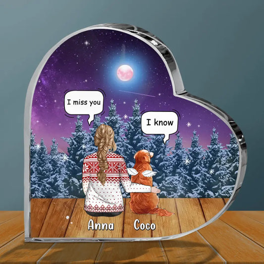 Personalized Memorial Pet Crystal Heart - Up to 4 Pets - Memorial Gift Idea For Dog/Cat Lover - I Miss You Dog