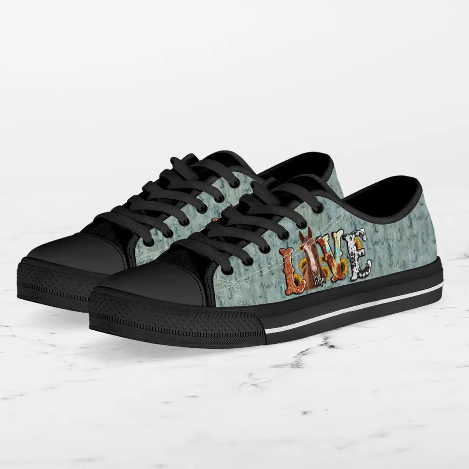 Personalized Love Horse Photo Canvas Sneakers - Gift Idea for Horse Lovers