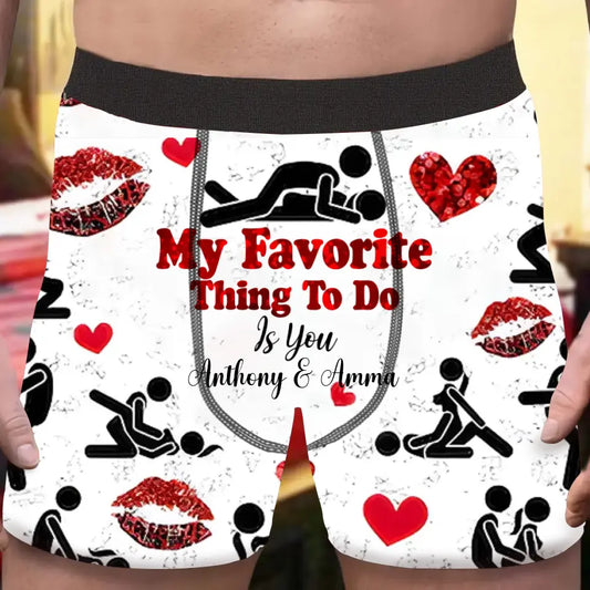 Personalized Men's Boxer Briefs - Upload Photo - Funny/Valentines Gift Idea For Men, Boyfriend, Husband - My Favorite Thing To Do Is You