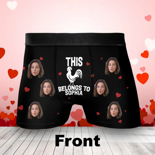 Personalized Funny Men's Boxer Briefs - Upload Photo - Funny/ Valentines Gift Idea For Men, Boyfriend, Husband - This Cock Belongs To