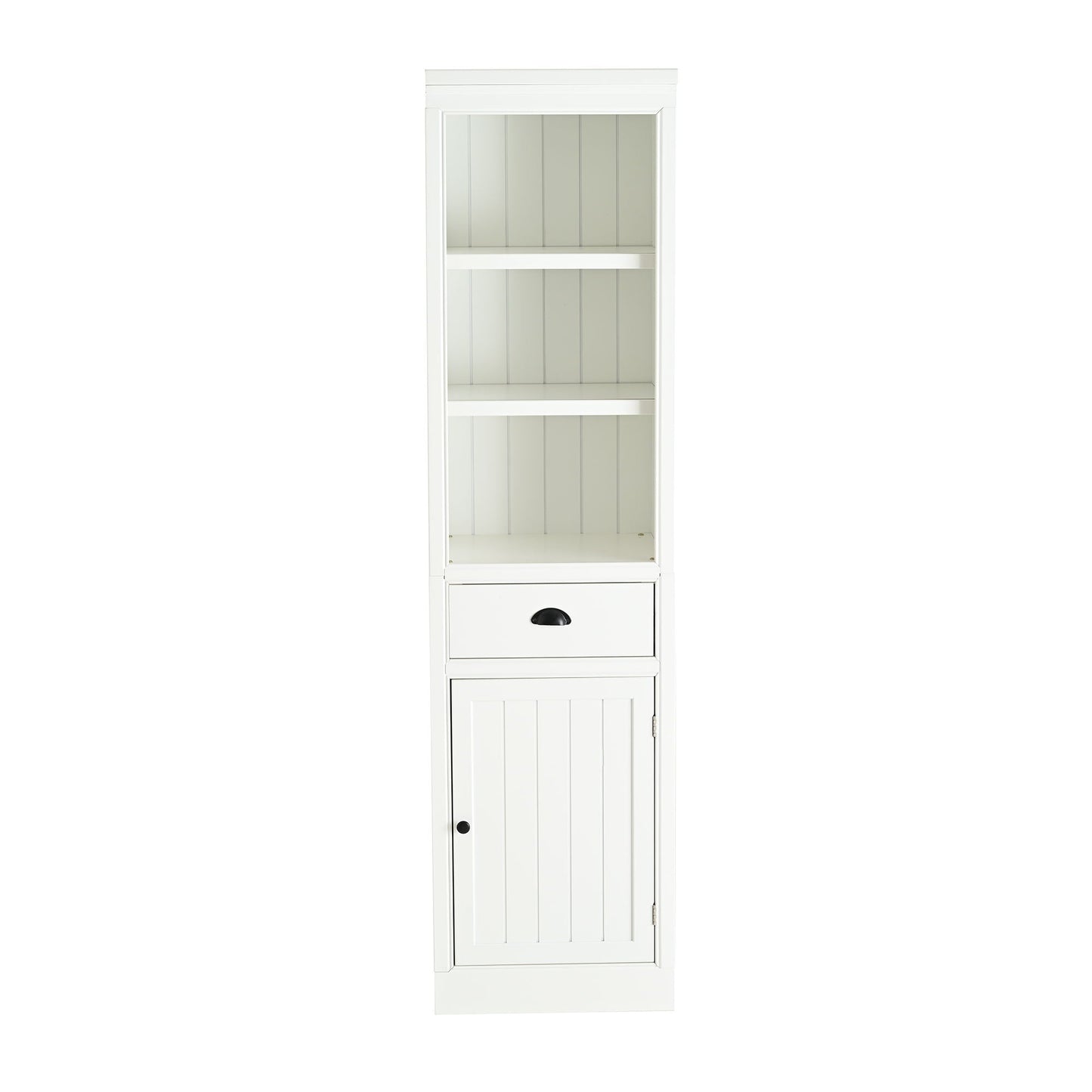 Retro Style 75'' Tall Display Shelf With Cabinet For Hallways Living Room Kitchen - White