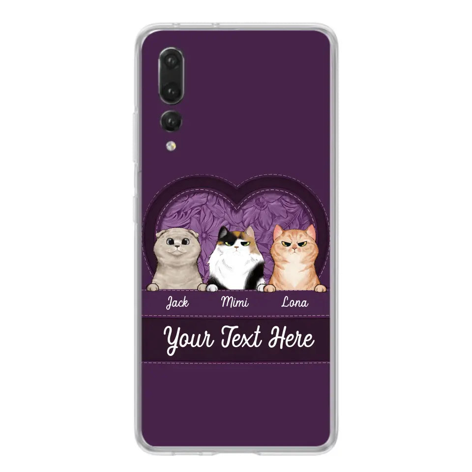 Custom Personalized Cat Phone Case For Oppo/Xiaomi/Huawei - Gift Idea For Cat Lovers- Up to 3 Cats - Cat In Heart