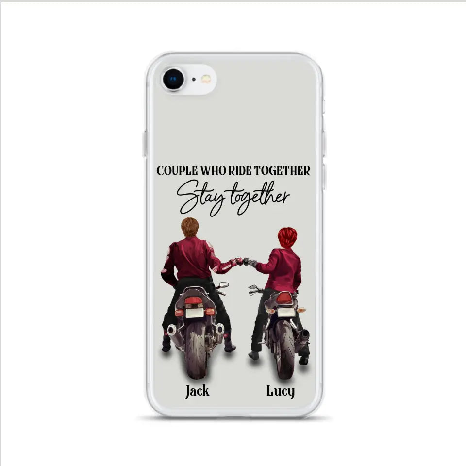 Personalized Riding Couple Phone Case - Gift Idea For Couple/Valentines Day/Her/Him - Couple Who Ride Together Stay Together - Case For Iphone/Samsung