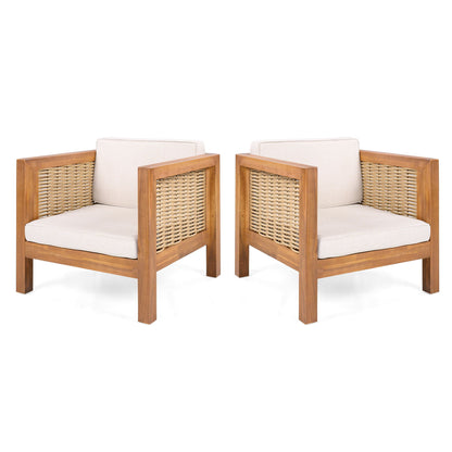 Outdoor Club Chair With Wicker Armrest