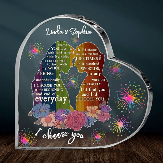 Personalized Her & Her Acrylic Plaque - Valentine's Day Gift Idea For Couple - I Choose You At The Beginning And End Of Everyday
