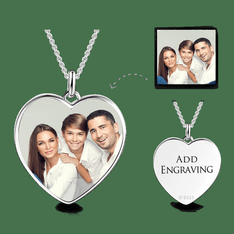 Heart Shaped Photo Engraving DIY Engraving Personalized Necklace