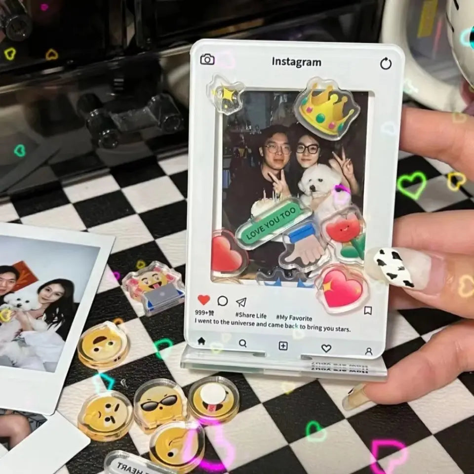 Acrylic Custom Cute Emojis Photo Frame - Gift Idea For Couple/Him/Her