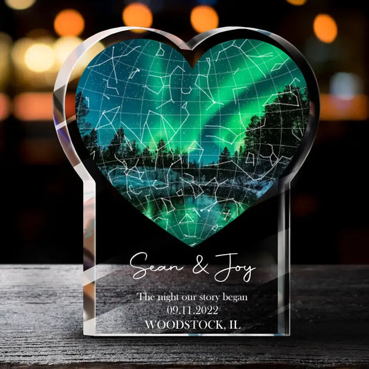 Personalized Couple Star Map Acrylic Plaque - Valentine's Day Gift Idea for Couple - The Night Our Story Began