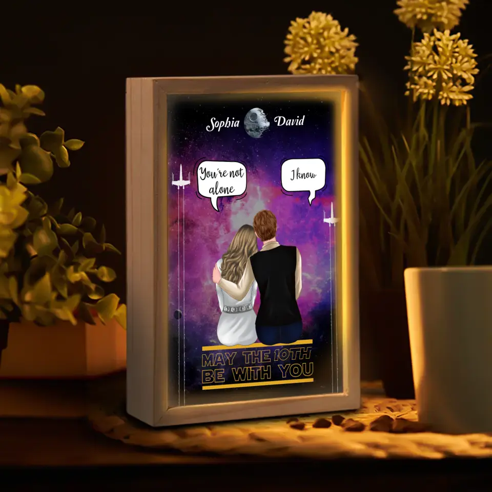Personalized Couple Picture Frame Light Box - Anniversary/Valentine/Christmas Gift Idea For Couple - May The 10th Be With You