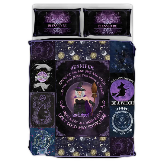 Personalized Witch Quilt Bed Sets - Halloween Gift For Witch Enthusiast - Smoke Of Air And Fire