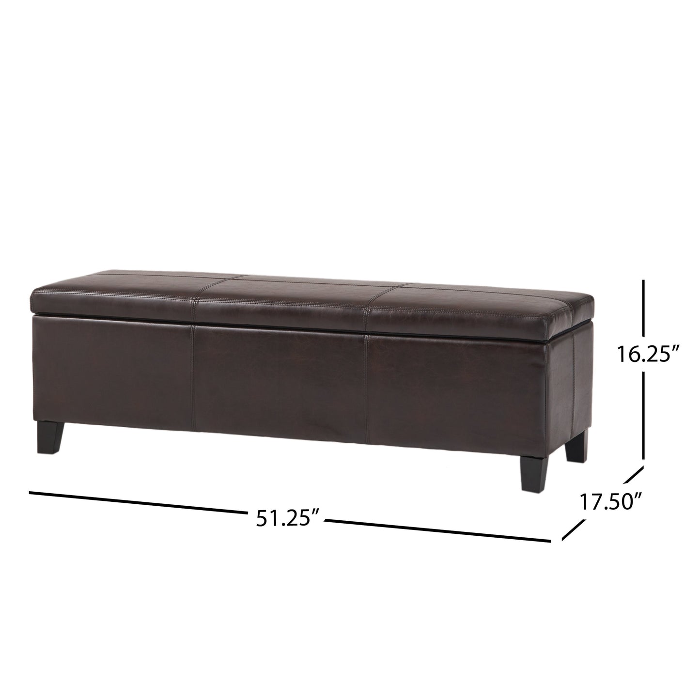 Upholstered PU Leather Storage Ottoman with Solid Wooden Legs