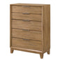 1 Piece 5 Drawer Tall Chest Bedroom Furniture - Natural Wood
