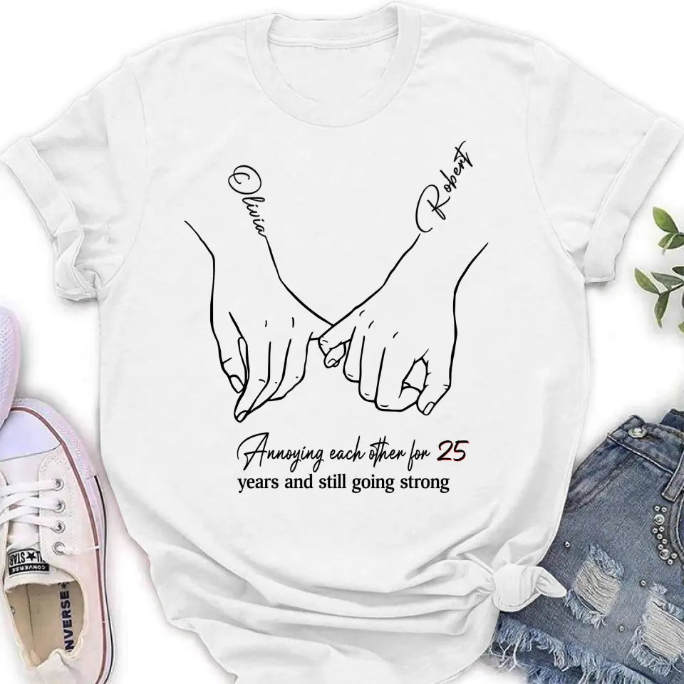 Personalized Couple Shirt/Hoodie - Gift Idea For Couple/Valentine's Day - Annoying Each Other For 25 Years And Still Going Strong