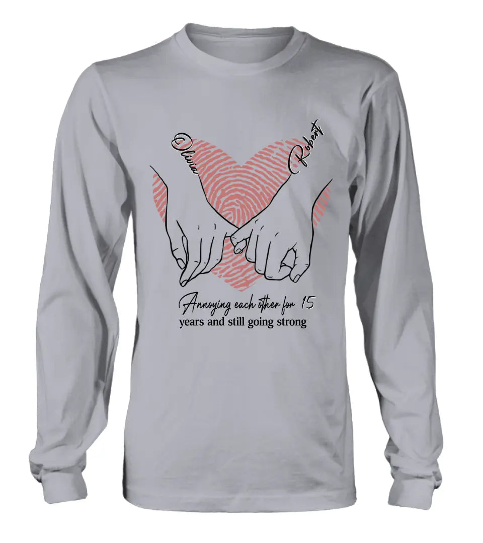 Personalized Couple Shirt/Hoodie - Gift Idea For Couple/Valentine's Day - Annoying Each Other For 15 Years And Still Going Strong