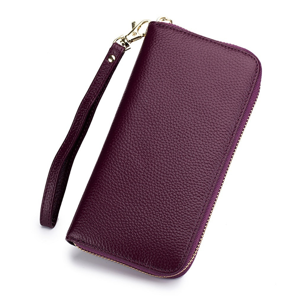 Tassel Top-grain Leather Zippered Womens Wallet