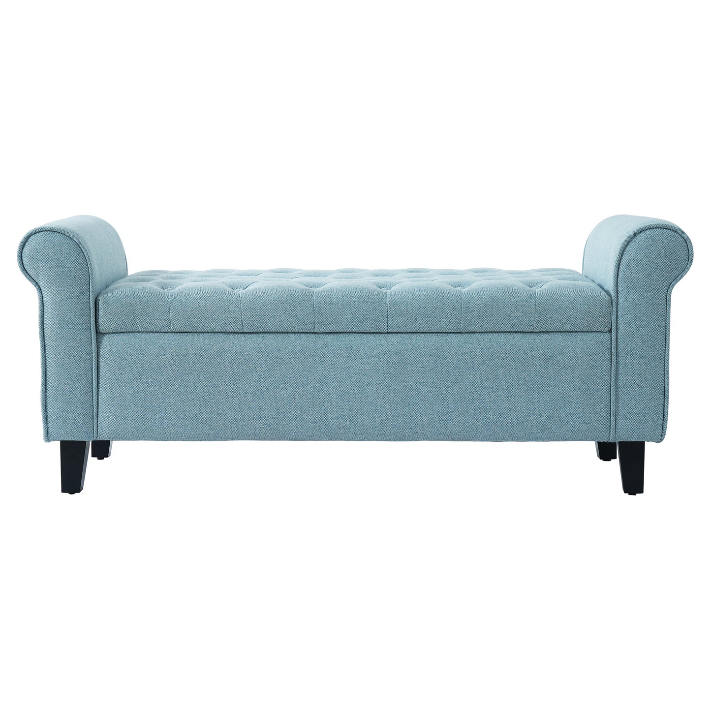 Light Blue Tufted Storage Bench