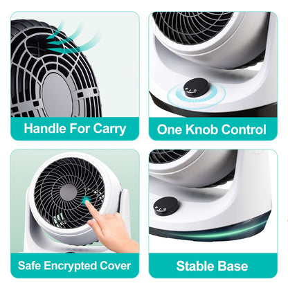Table Desktop Fan Air Circulator Office Fan with 2 Speeds 270¡ Adjustable Head USB Plug Play for Room Office Kitchen Office