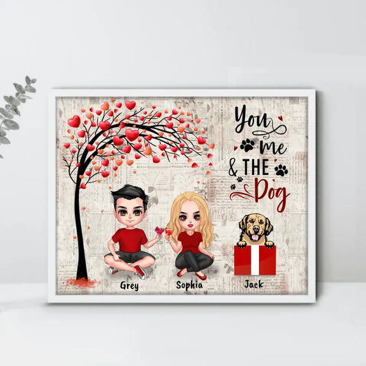 Personalized Couple Poster - Up to 5 Dogs - Gifts for Couples - Happy Valentine's Day