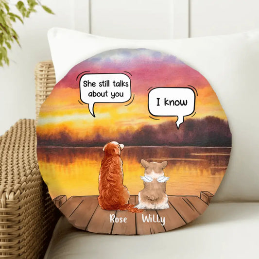 Personalized Pet Memorial Round Pillow - Up to 5 Pets - Memorial Gift Idea For Dog/Cat Lover