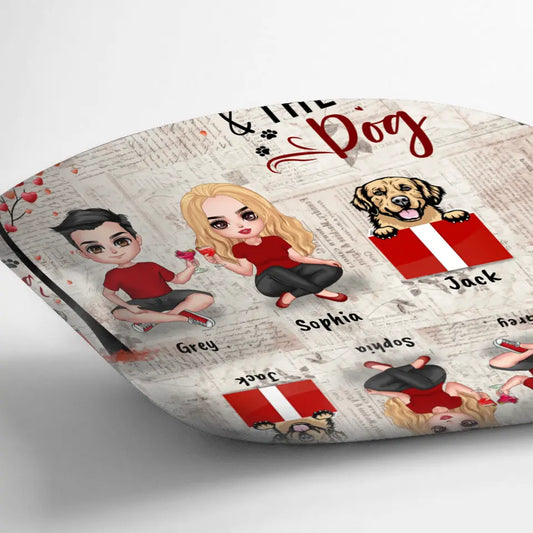Personalized Couple Pillow Cover - Up to 5 Dogs - Gifts for Couples - Happy Valentine's Day