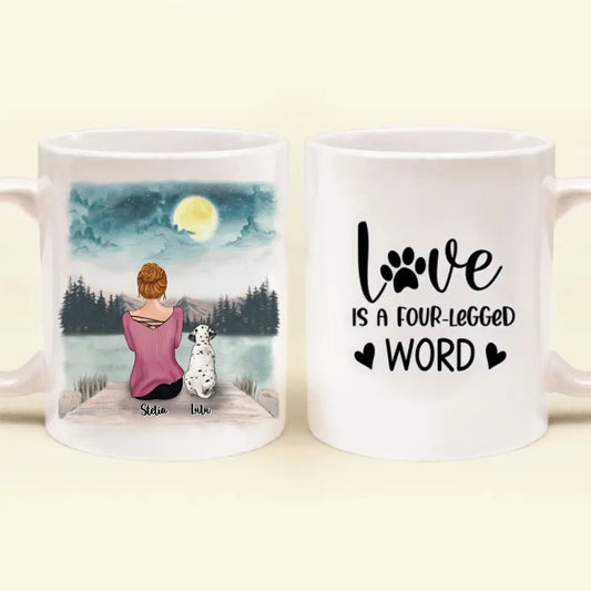 Personalized Pets Mom Mug - Mom With Up to 4 Pets - Best Gift For Cat Lovers, Dog Lovers - Love Is A Four-Legged Word