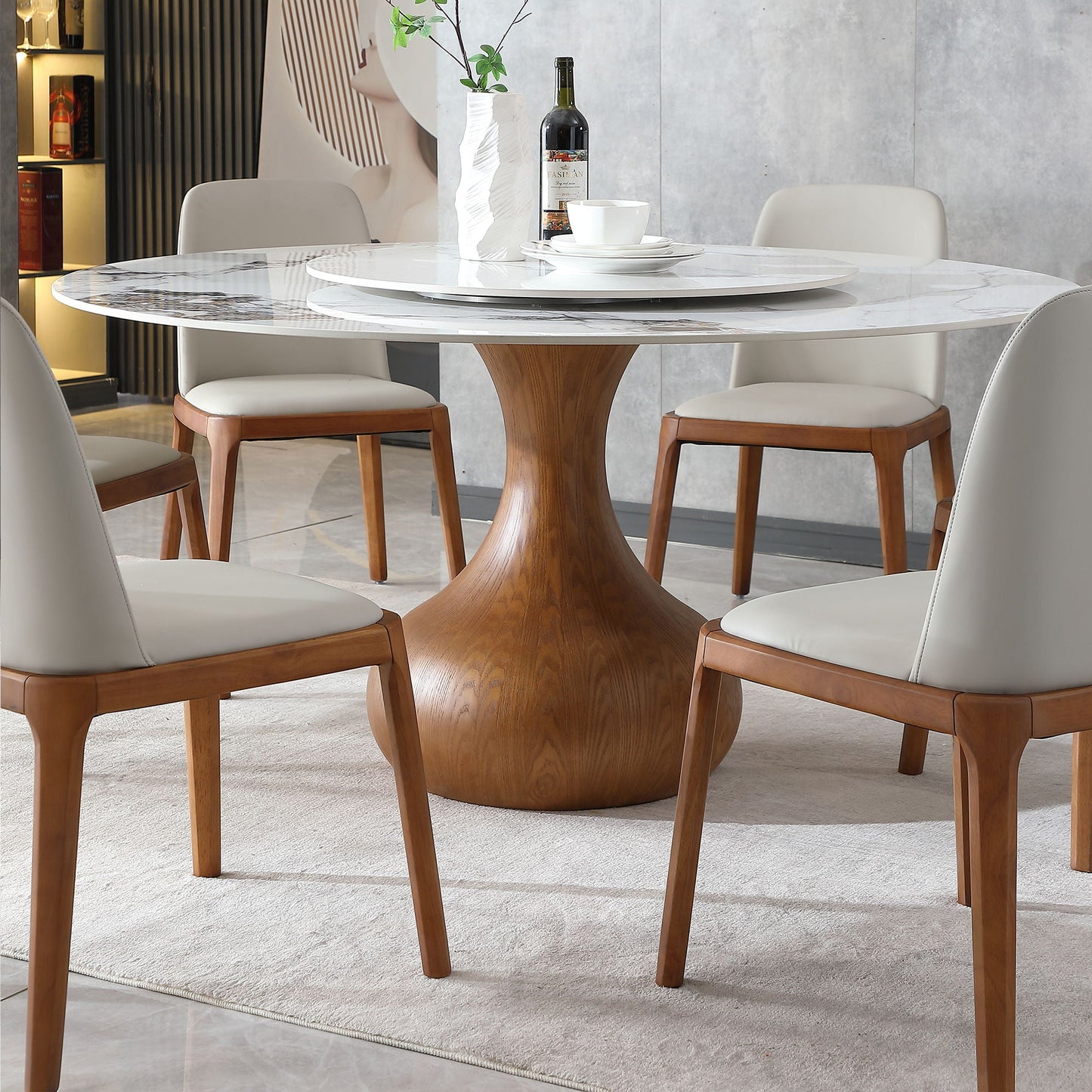 Modern Dining Chairs, Wooden Legs (Set of 2) - Gray