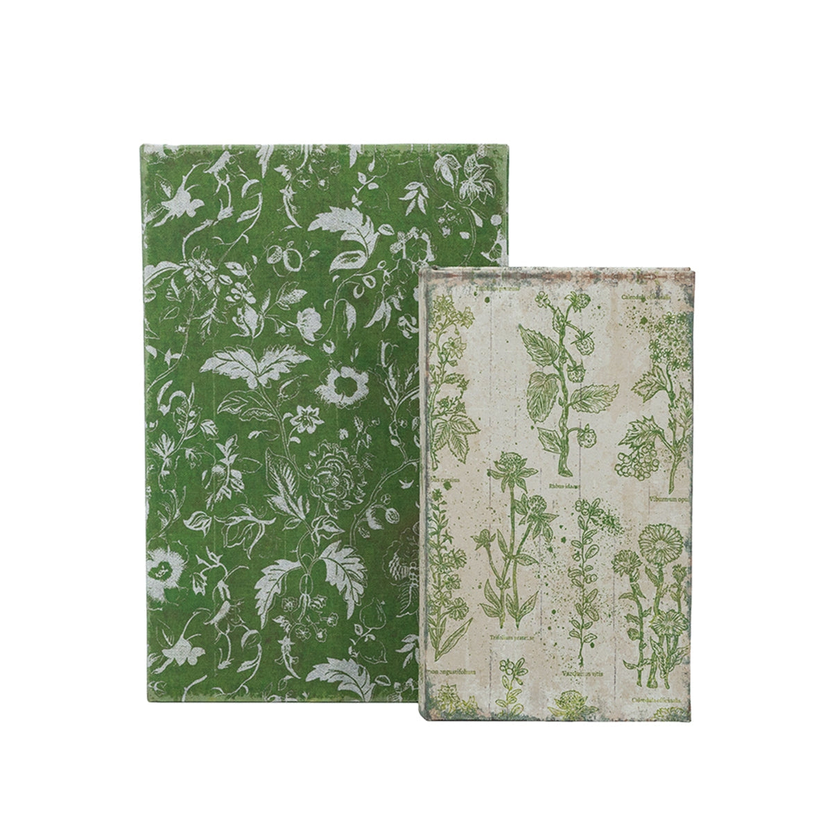 S/2 Decorative Book Boxes with Rustic Floral Patterns