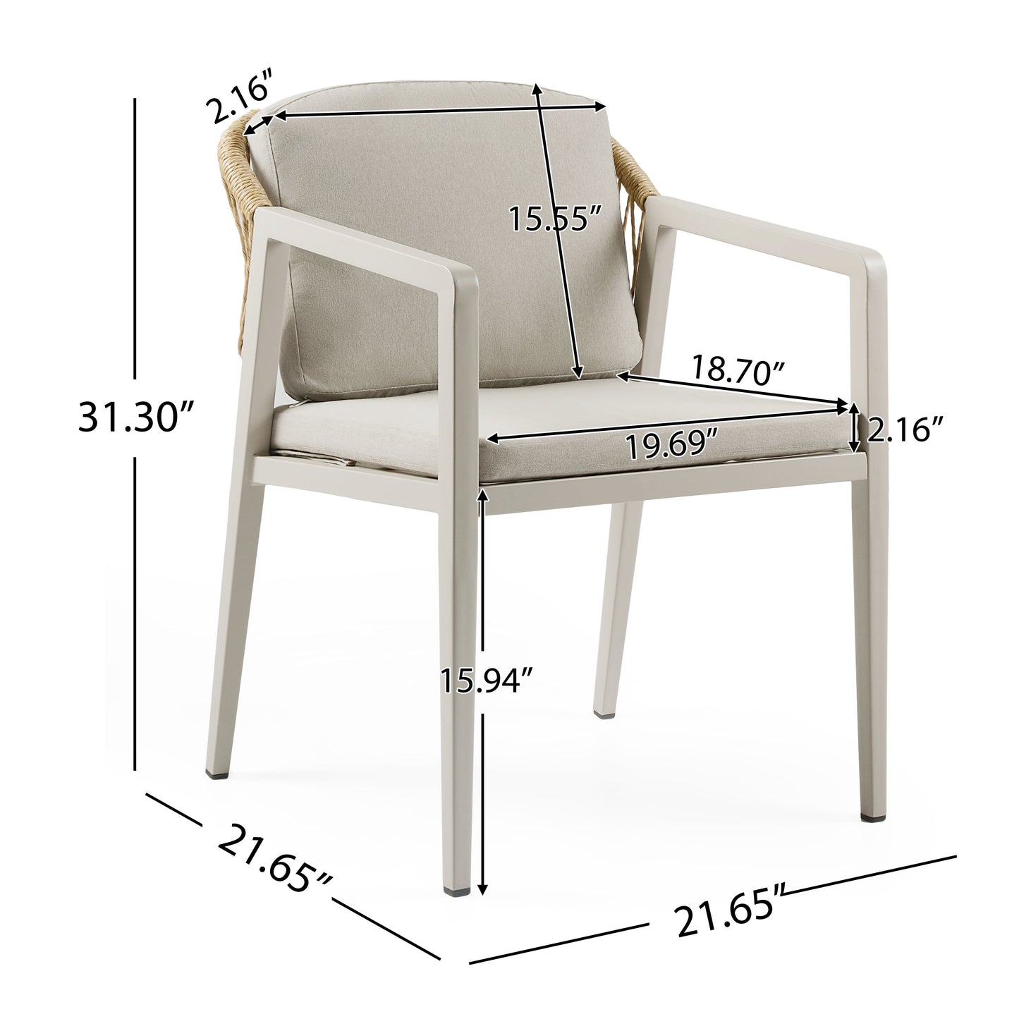 Outdoor Dining Chair Set of 2, Wicker Rattan Woven Patio Chairs