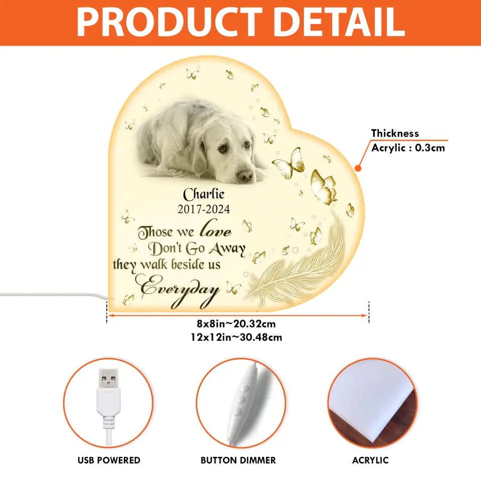 Personalized Memorial Pet Heart Photo Light Box - Memorial Gift Idea For Pet Lover - Angels Don't Always Have Wings Sometimes They Have Paws