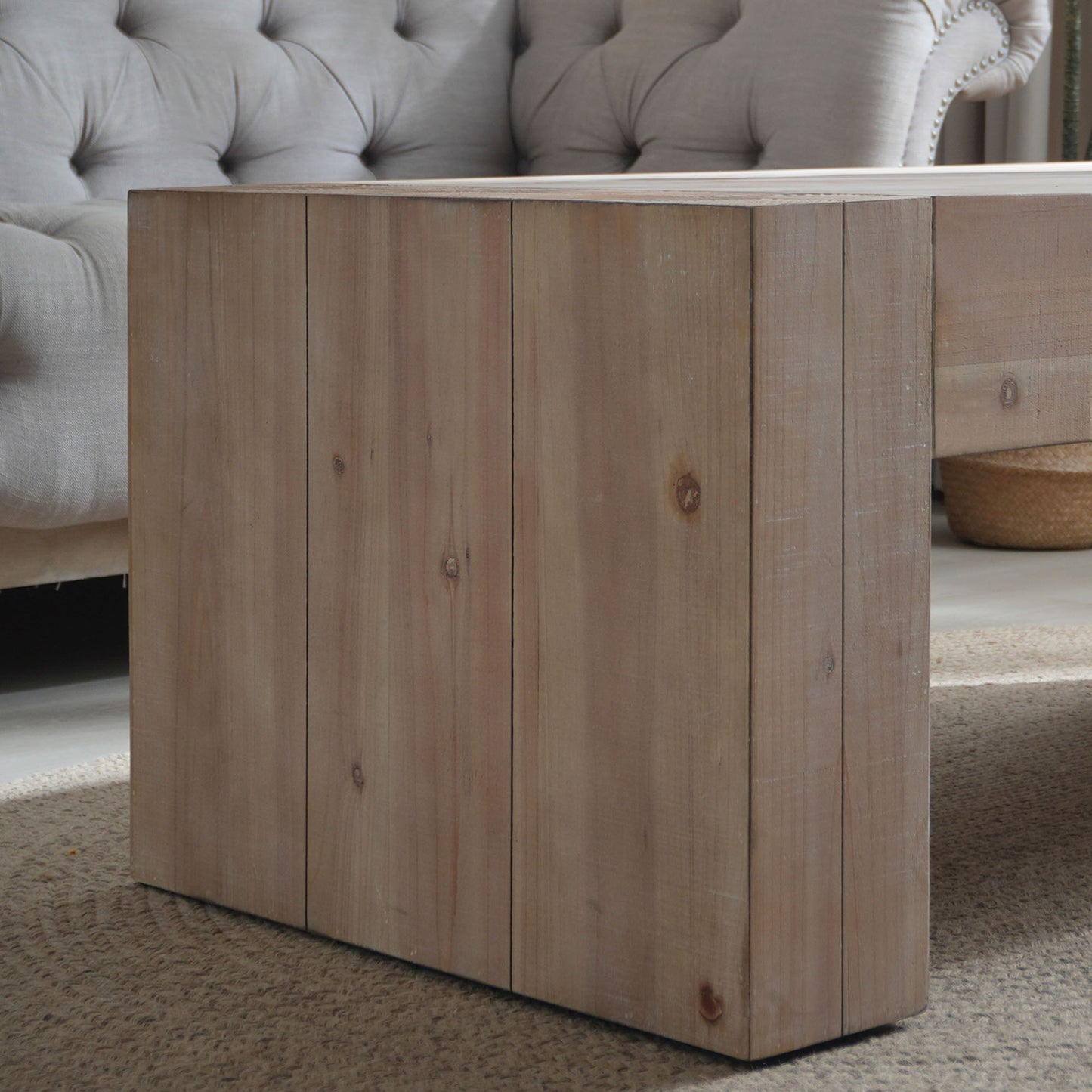 Modern Farmhouse Living Room Block Leg Coffee Table