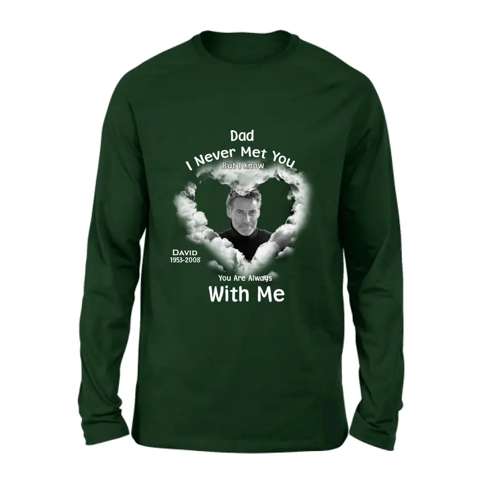 Personalized Memorial Dad/Mom Shirt/Hoodie - Upload Photo - Memorial Gift Idea - I Never Met You But I Know Your Are Always With Me