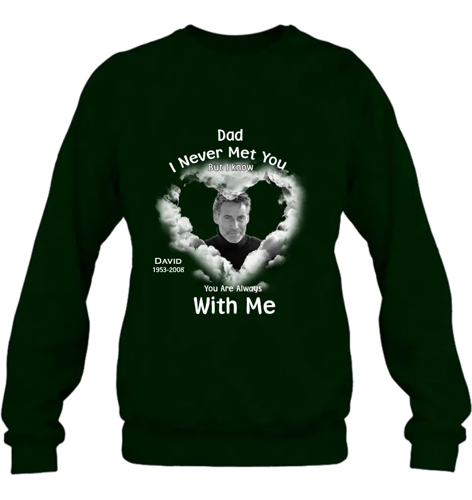 Personalized Memorial Dad/Mom Shirt/Hoodie - Upload Photo - Memorial Gift Idea - I Never Met You But I Know Your Are Always With Me