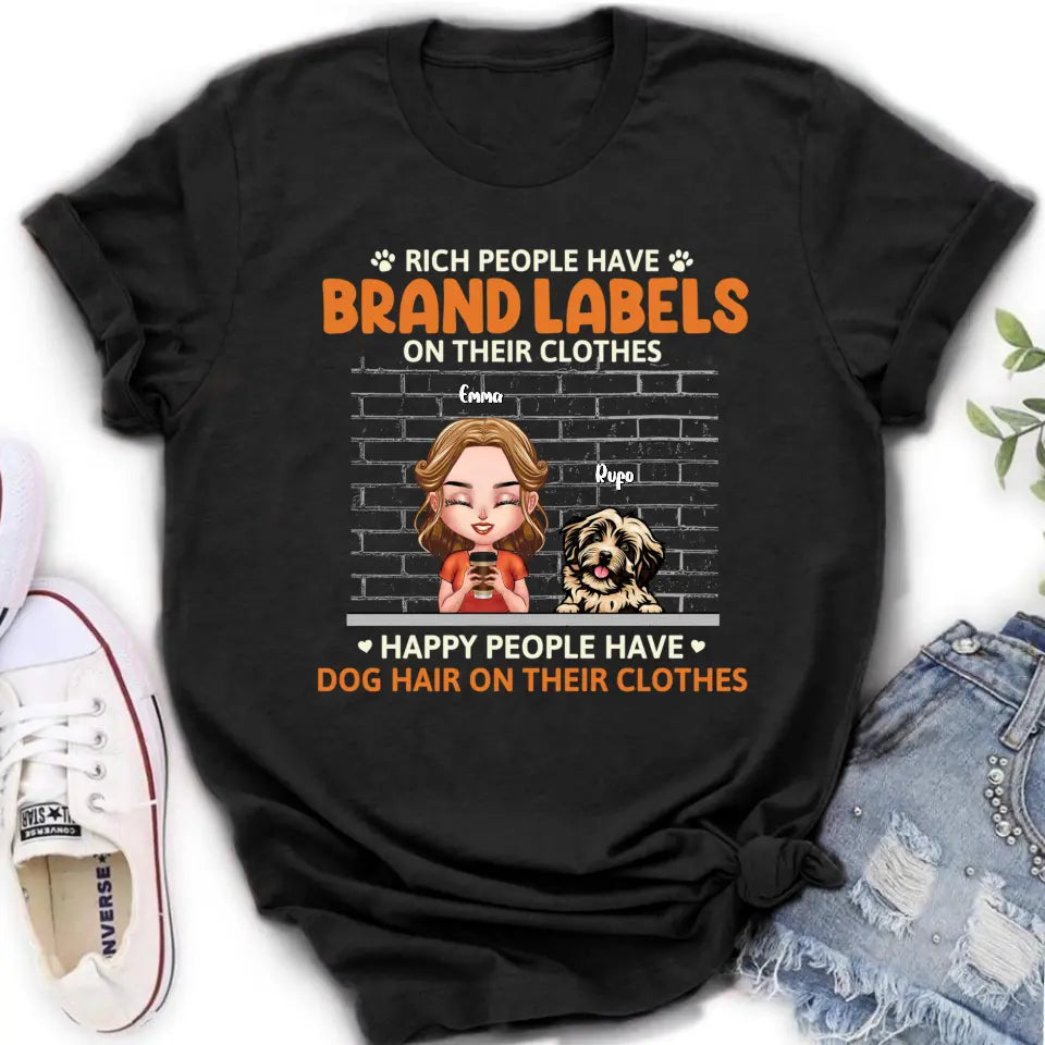 Personalized Dog Mom Shirt/Hoodie - Up to 3 Dogs - Gift Idea For Dog Lover - Happy People Have Dog Hair On Their Clothes