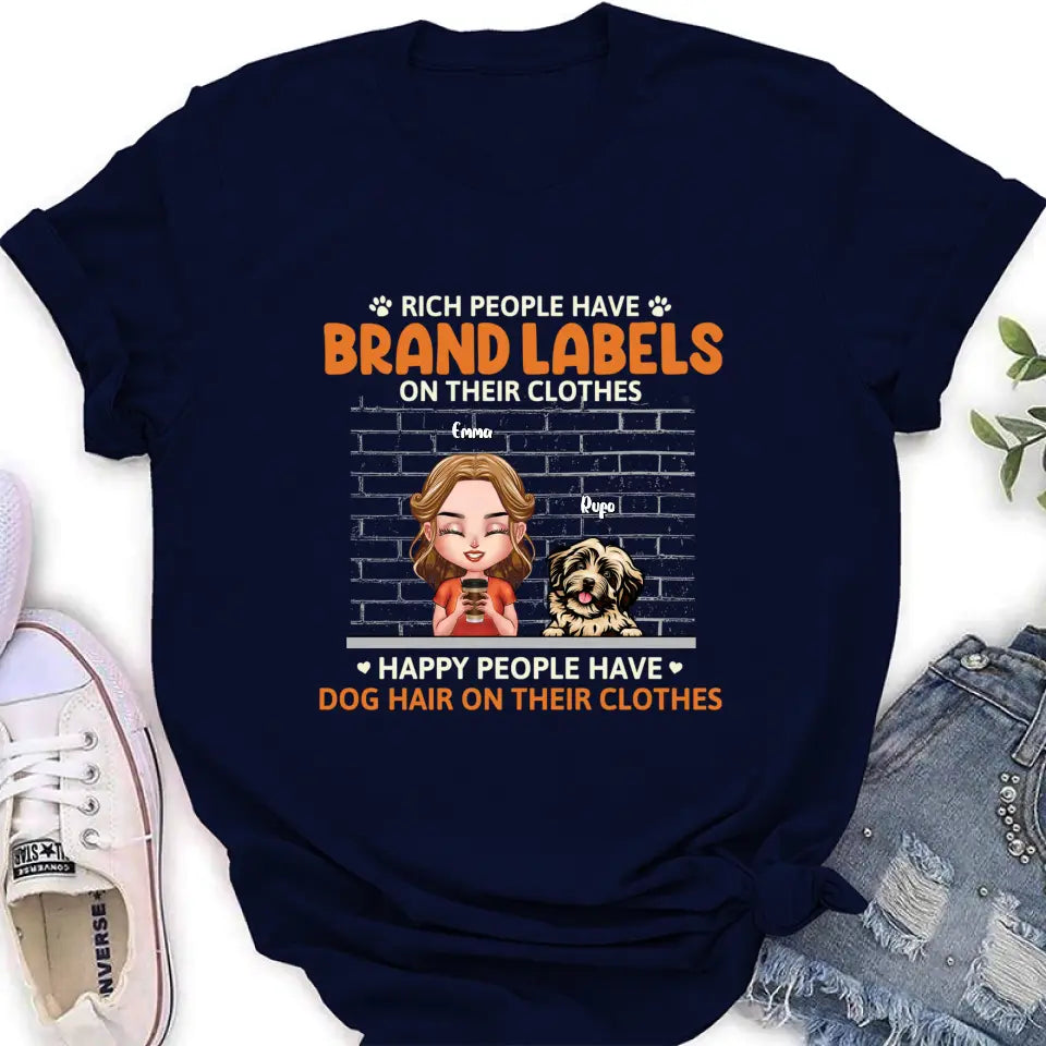 Personalized Dog Mom Shirt/Hoodie - Up to 3 Dogs - Gift Idea For Dog Lover - Happy People Have Dog Hair On Their Clothes
