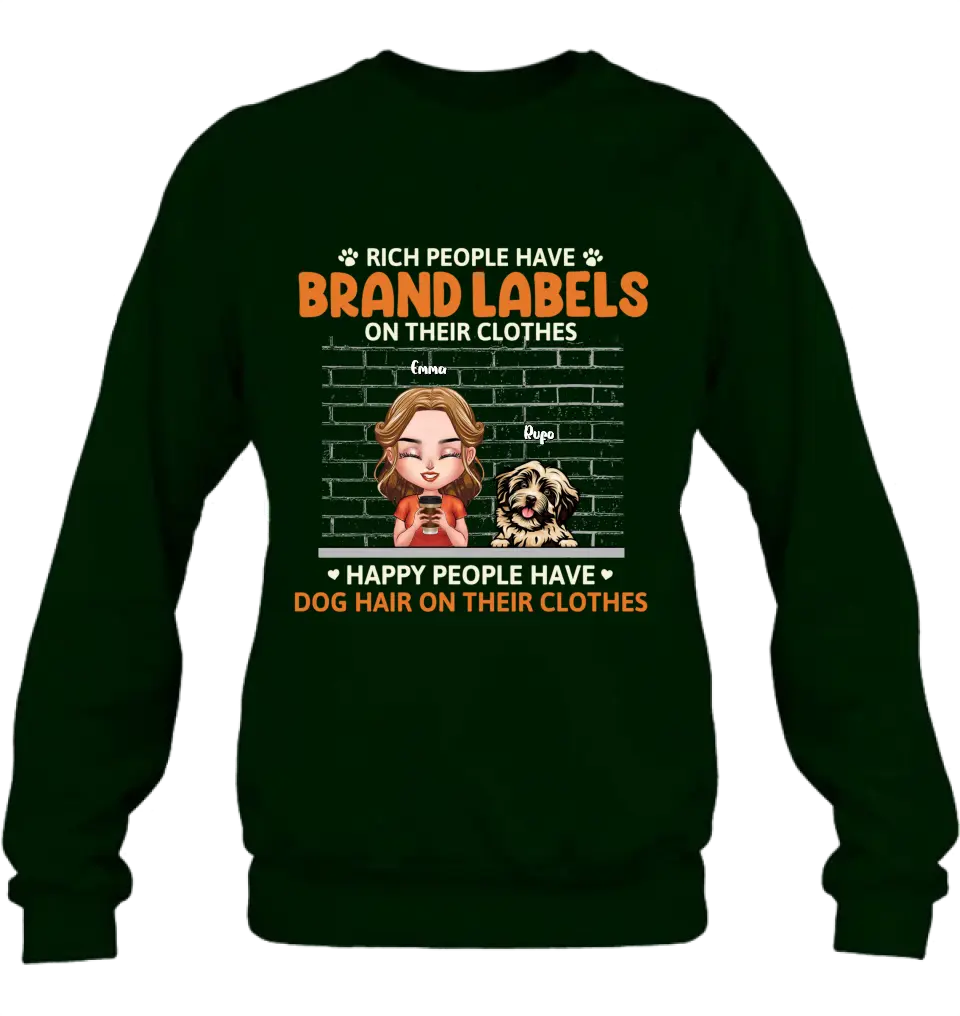 Personalized Dog Mom Shirt/Hoodie - Up to 3 Dogs - Gift Idea For Dog Lover - Happy People Have Dog Hair On Their Clothes