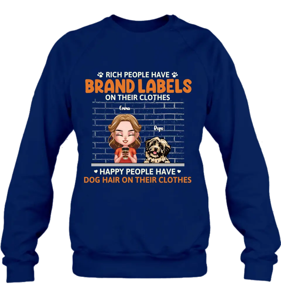 Personalized Dog Mom Shirt/Hoodie - Up to 3 Dogs - Gift Idea For Dog Lover - Happy People Have Dog Hair On Their Clothes