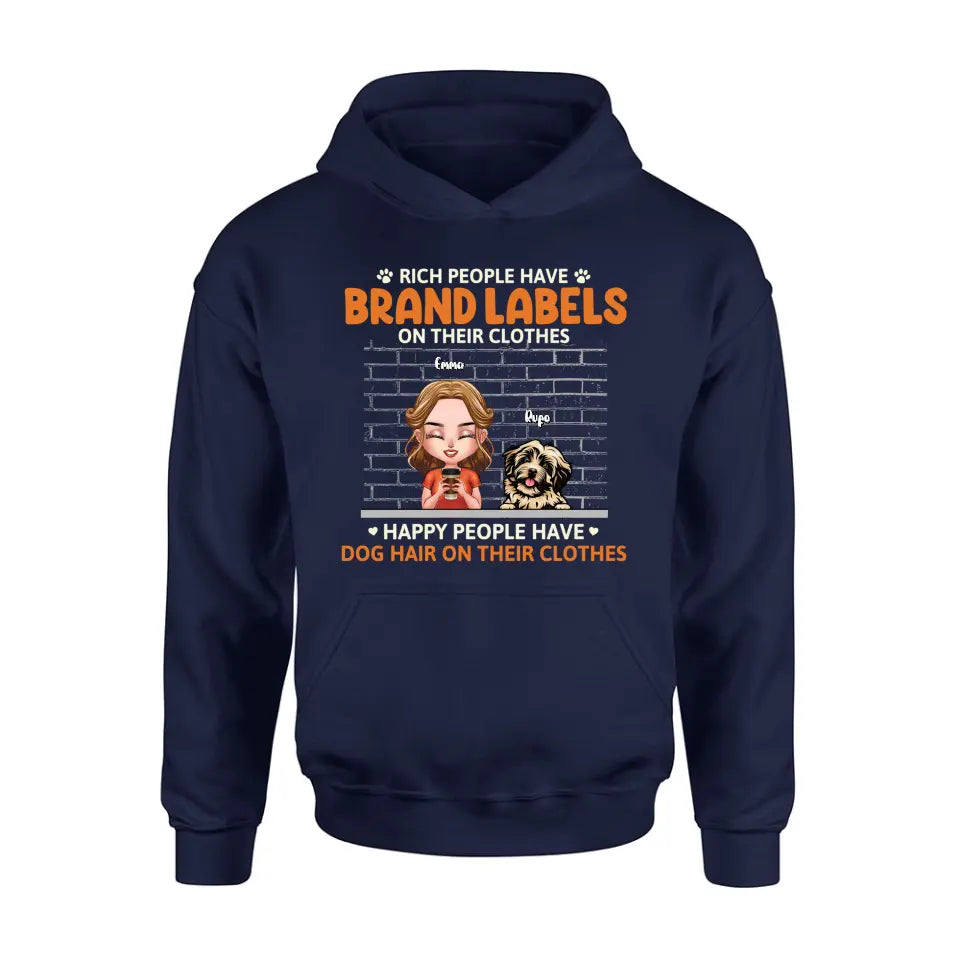 Personalized Dog Mom Shirt/Hoodie - Up to 3 Dogs - Gift Idea For Dog Lover - Happy People Have Dog Hair On Their Clothes