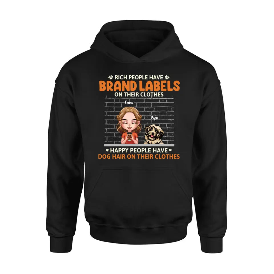 Personalized Dog Mom Shirt/Hoodie - Up to 3 Dogs - Gift Idea For Dog Lover - Happy People Have Dog Hair On Their Clothes