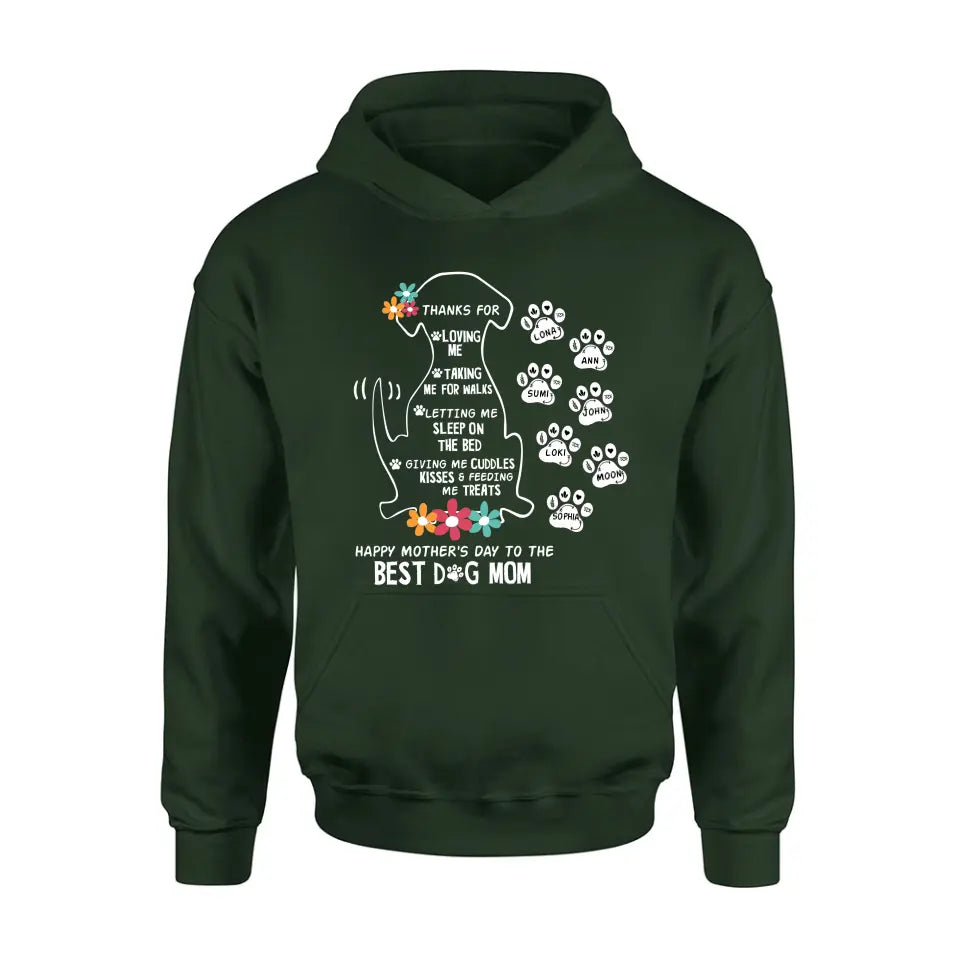 Personalized Dog Mom Shirt/Hoodie - Up to 7 Names - Gift Idea For Dog Lover/Mother's Day - Thanks For Loving Me