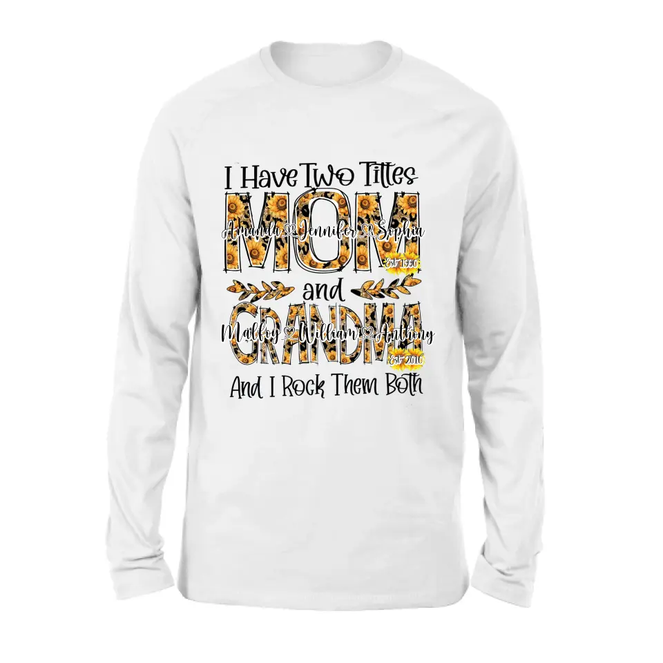 Personalized Mom And Grandma Shirt - Up to 12 People - Mother's Day Gift Idea for Mom/Grandma - I Have Two Titles Mom And Grandma