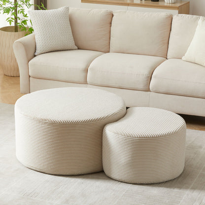 Modern Upholstered Round Coffee Table For Living Room (Set of 2)