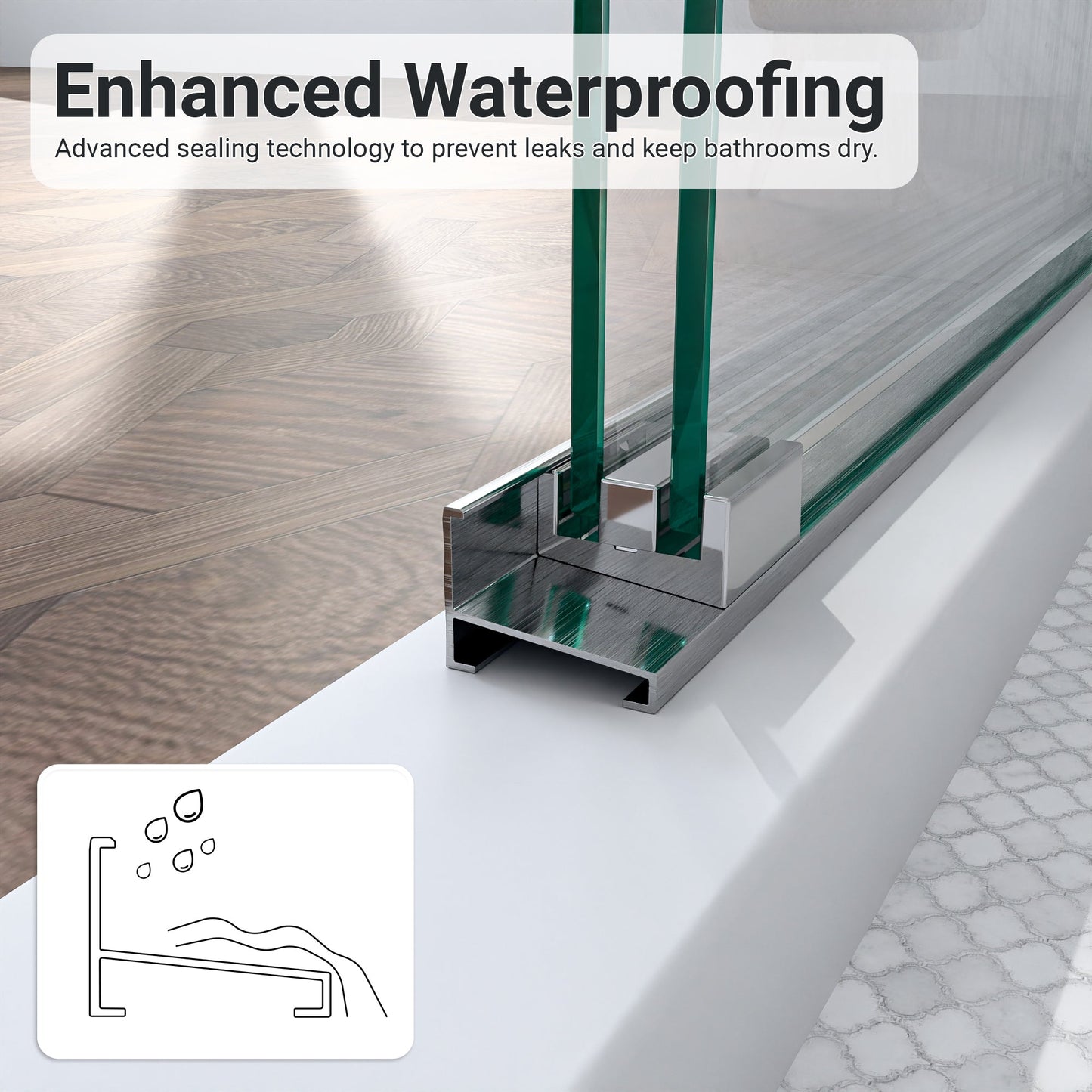 56-60"W x 60"H Semi-Frameless Double Sliding Shower Door