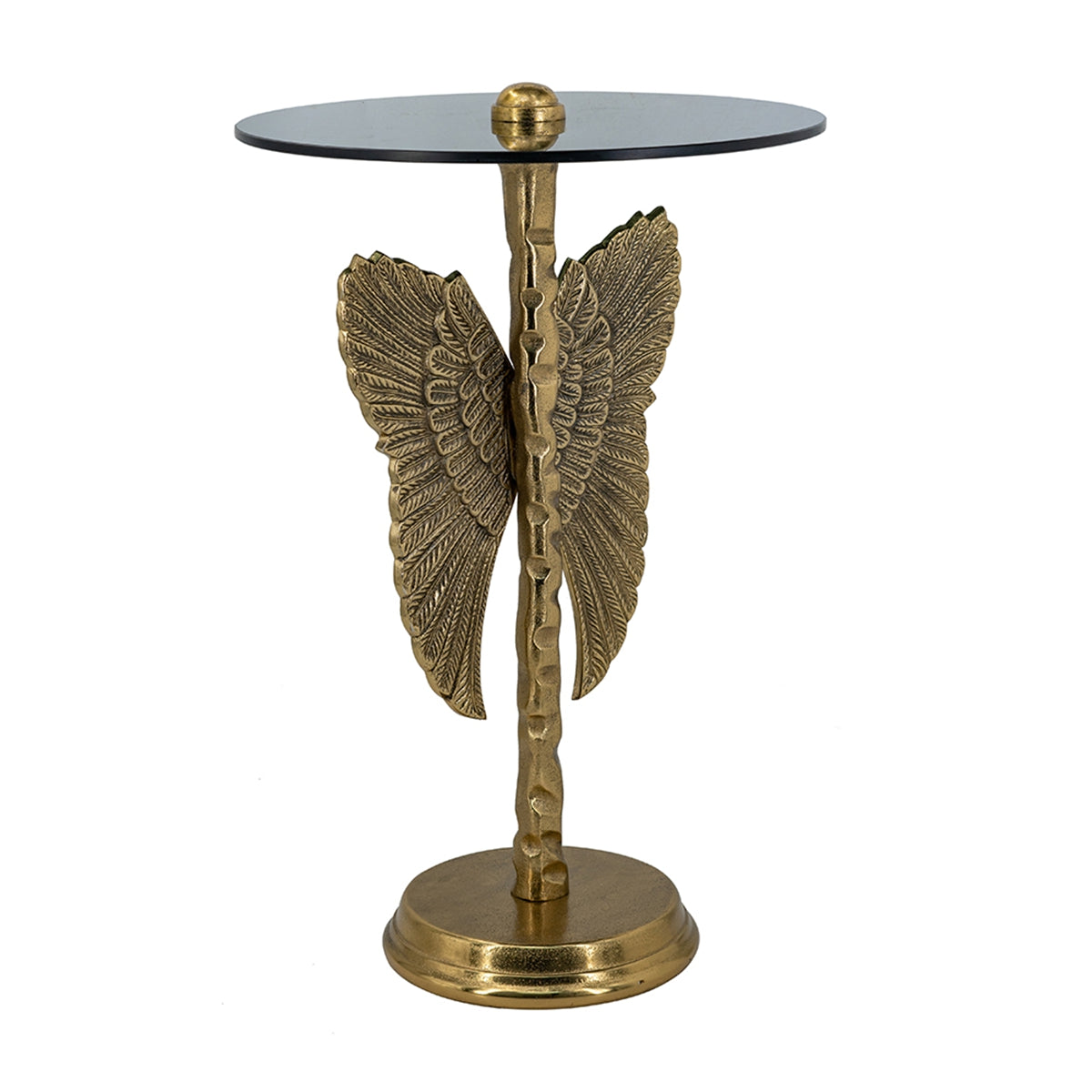 15.5x15.5x24" Round Top Accent Table With Angel Wings