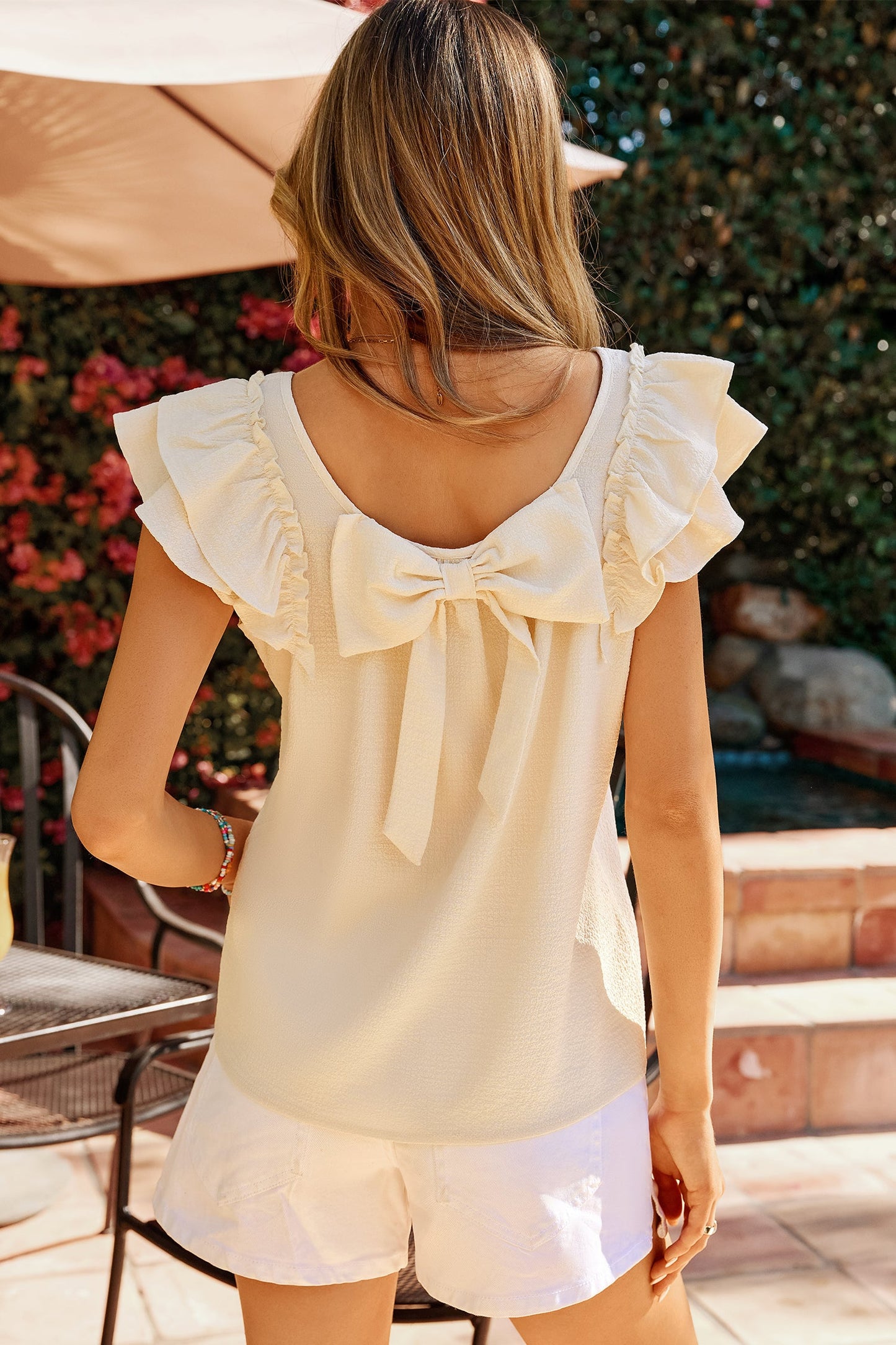 Sloan Back Ruffled Sleeveless Top