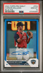 Graded 2023 Topps Pro Debut Carson Williams #PD3 Blue Foil Auto #/150 Rookie RC Baseball Card PSA 10 Gem Mint