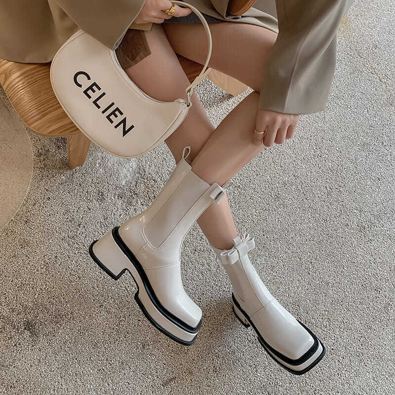 Fashion Women's Leather Bow Martin Boots