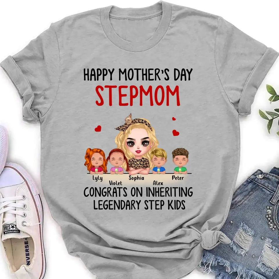 Personalized Mom & Kids Shirt/Hoodie - Gift Idea For Mom/Mother's Day - Up to 4 Kids - Happy Mother's Day StepMom