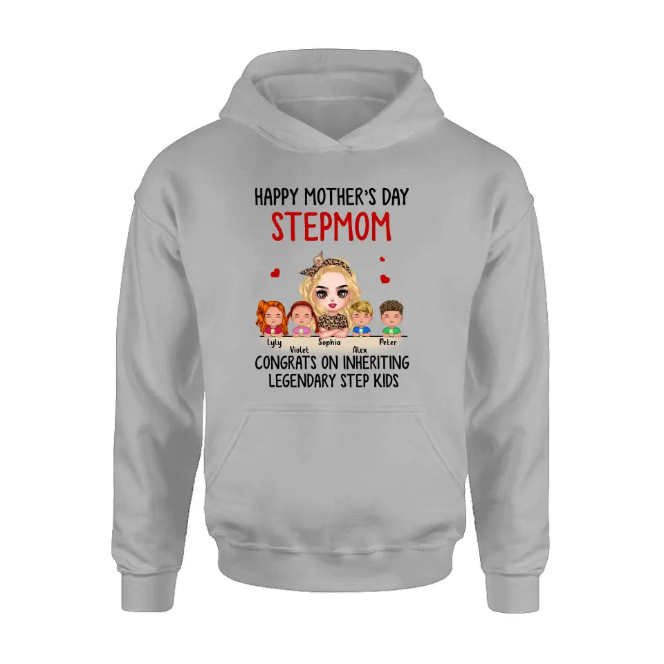 Personalized Mom & Kids Shirt/Hoodie - Gift Idea For Mom/Mother's Day - Up to 4 Kids - Happy Mother's Day StepMom