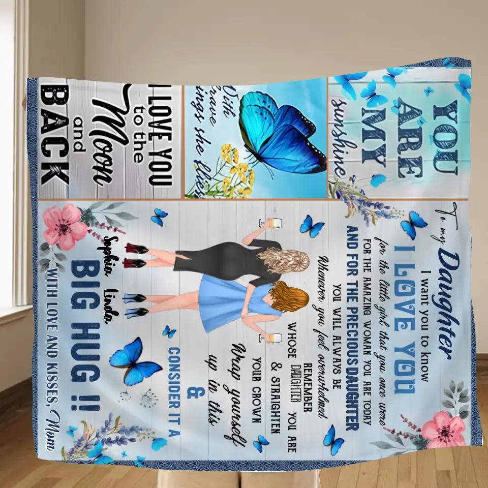 Personalized To My Daughter Quilt/Fleece Throw Blanket - Gift Idea From Mother To Daughter - You're My Sunshine